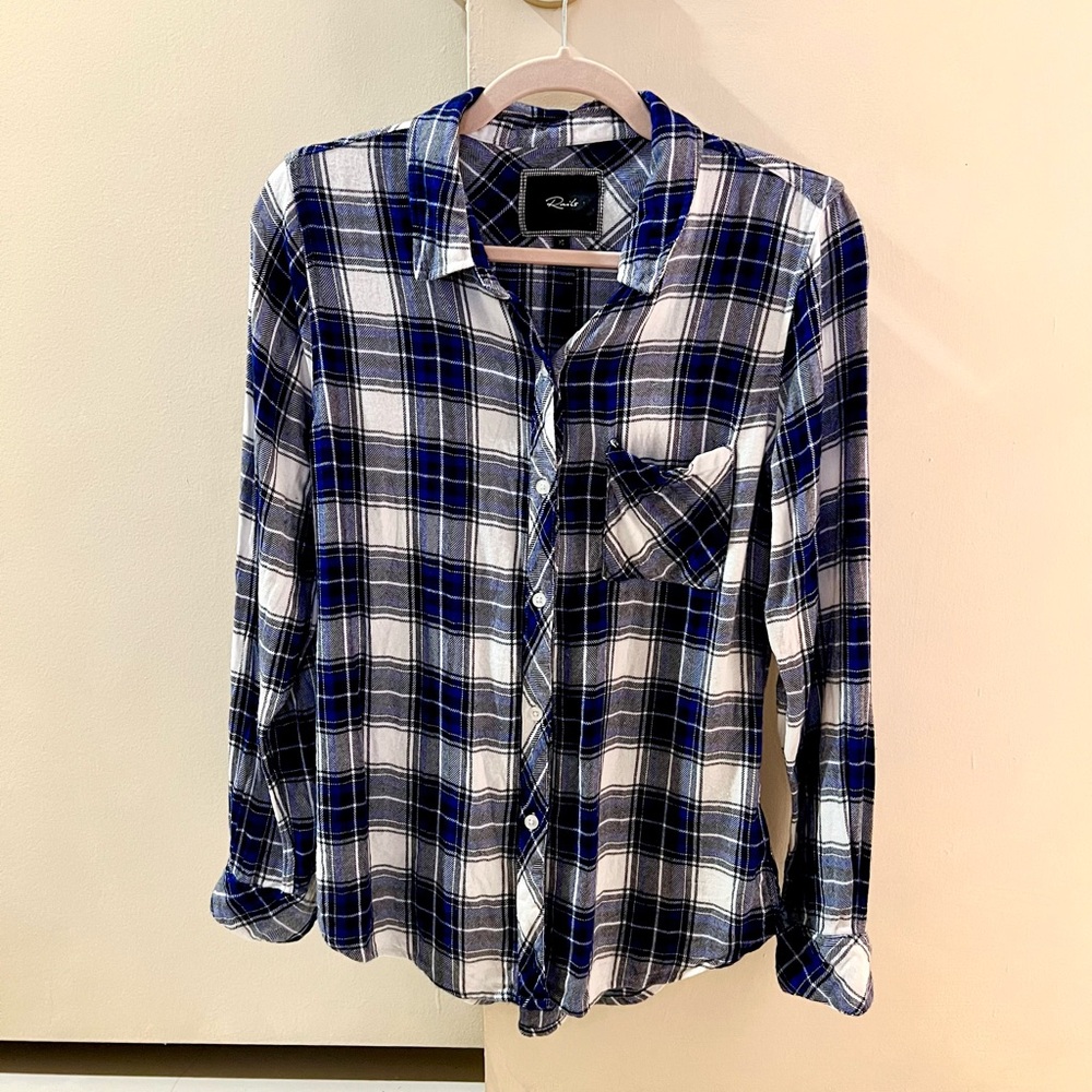 Rails Navy and White Plaid Button Down Shirt